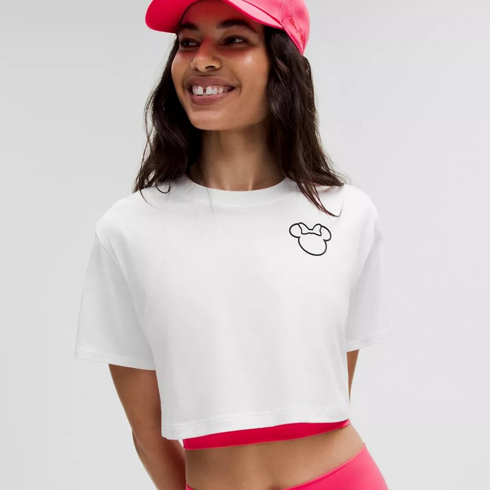 Disney x lululemon All Yours Cropped T-Shirt NWT Minnie White